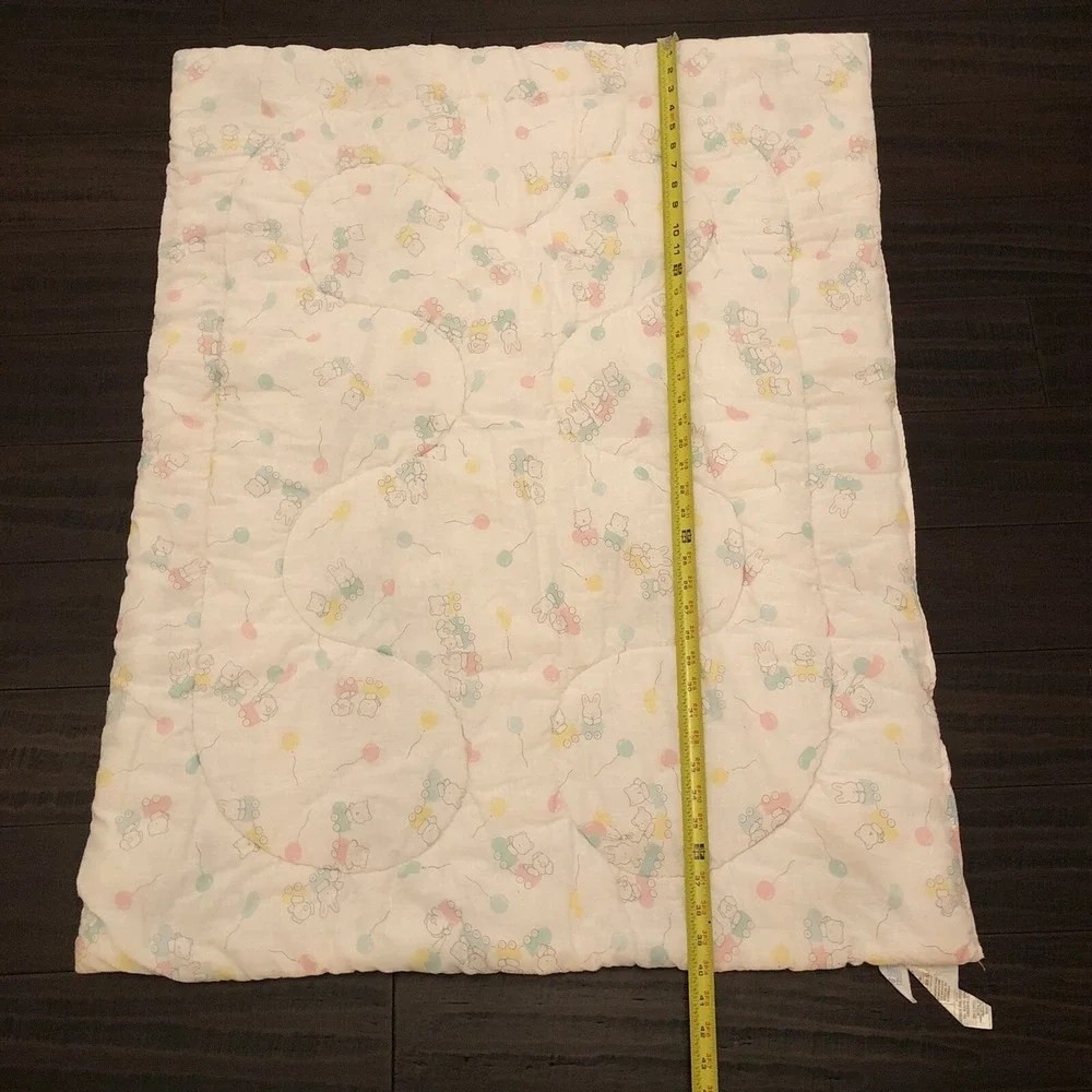 Hand Crochet Baby Blanket Comforter Gerber Animals Flowers Pink 30x40 Vintage